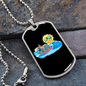 Camper Necklace Sun Sea Waves Necklace Stainless Steel or 18k Gold Dog Tag 24" Chain-Express Your Love Gifts