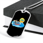 Camper Necklace Sun Sea Waves Necklace Stainless Steel or 18k Gold Dog Tag 24" Chain-Express Your Love Gifts