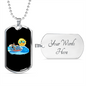Camper Necklace Sun Sea Waves Necklace Stainless Steel or 18k Gold Dog Tag 24" Chain-Express Your Love Gifts