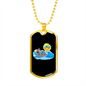 Camper Necklace Sun Sea Waves Necklace Stainless Steel or 18k Gold Dog Tag 24" Chain-Express Your Love Gifts