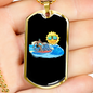 Camper Necklace Sun Sea Waves Necklace Stainless Steel or 18k Gold Dog Tag 24" Chain-Express Your Love Gifts