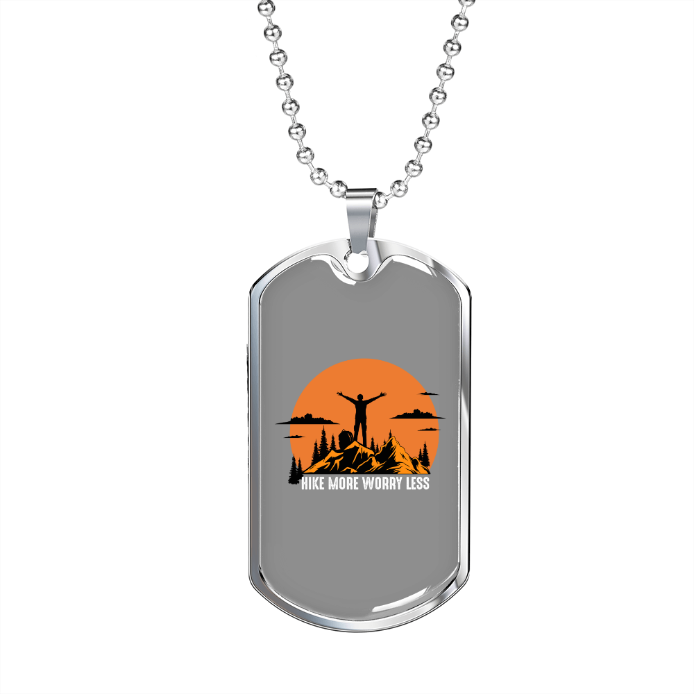 Camper Necklace Sunrise Mountain People Necklace Stainless Steel or 18k Gold Dog Tag 24" Chain-Express Your Love Gifts
