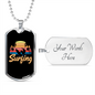 Camper Necklace Surfing White Sunrise Necklace Stainless Steel or 18k Gold Dog Tag 24" Chain-Express Your Love Gifts