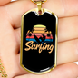 Camper Necklace Surfing White Sunrise Necklace Stainless Steel or 18k Gold Dog Tag 24" Chain-Express Your Love Gifts