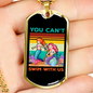 Camper Necklace Swim With Us Necklace Stainless Steel or 18k Gold Dog Tag 24" Chain-Express Your Love Gifts