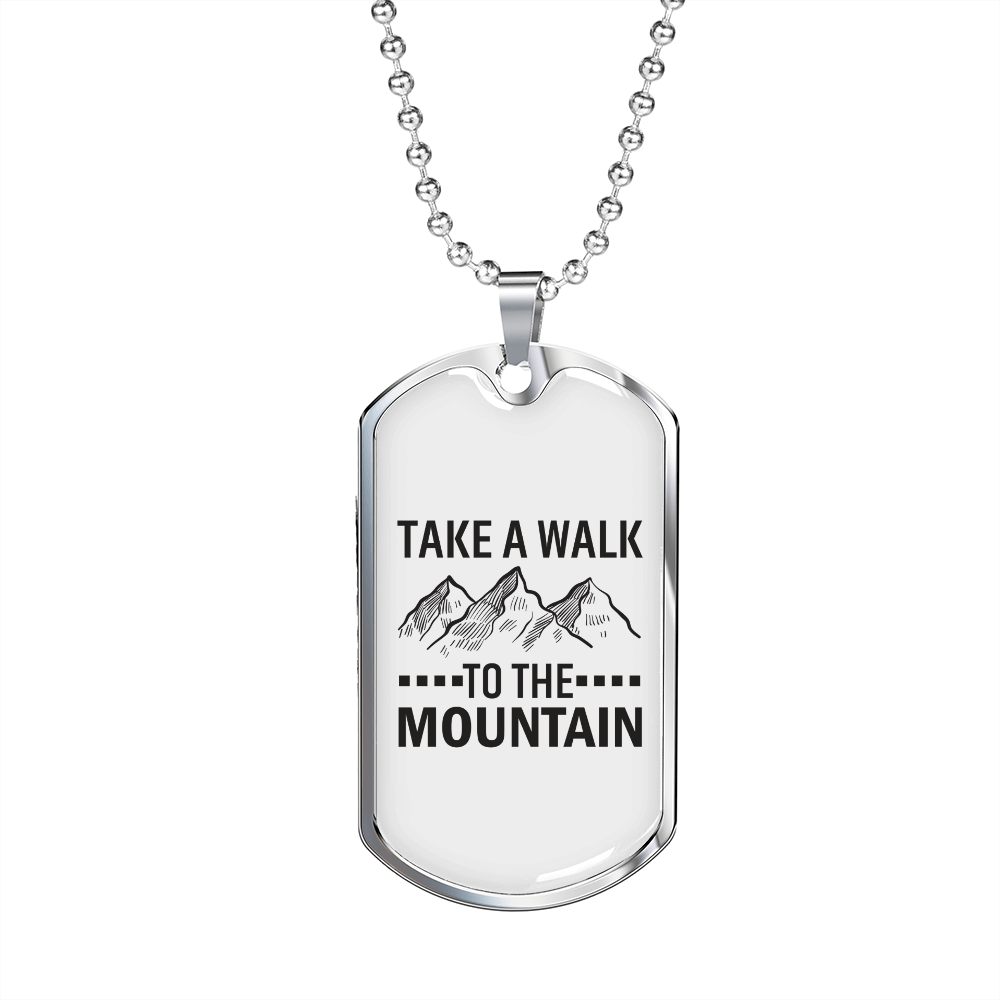 Camper Necklace Take A Walk Necklace Stainless Steel or 18k Gold Dog Tag 24" Chain-Express Your Love Gifts