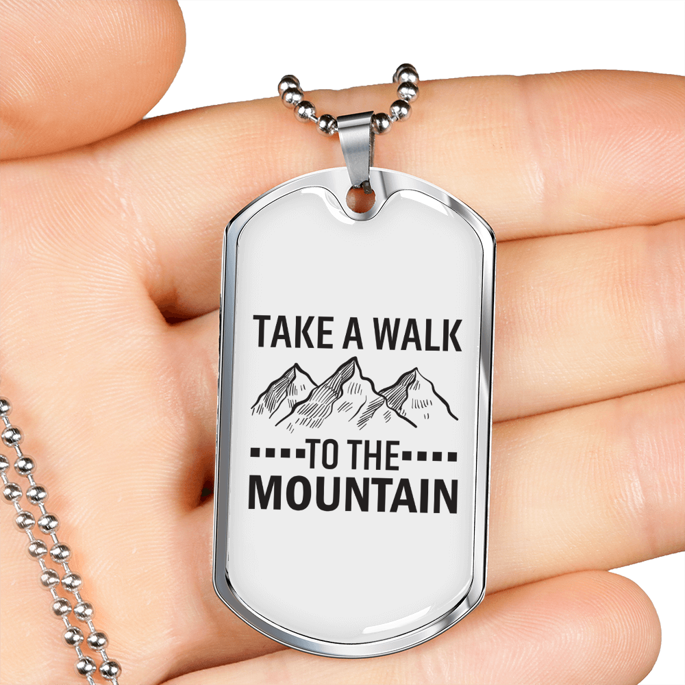 Camper Necklace Take A Walk Necklace Stainless Steel or 18k Gold Dog Tag 24" Chain-Express Your Love Gifts
