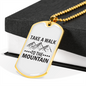 Camper Necklace Take A Walk Necklace Stainless Steel or 18k Gold Dog Tag 24" Chain-Express Your Love Gifts