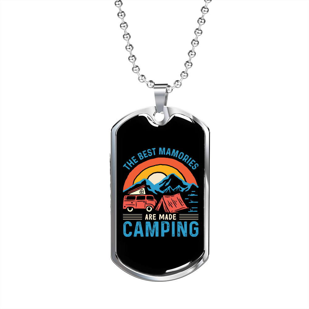 Camper Necklace The Best Memories Necklace Stainless Steel or 18k Gold Dog Tag 24" Chain-Express Your Love Gifts