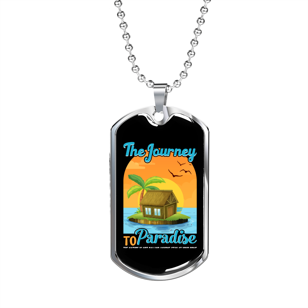 Camper Necklace The Journey To Paradise Necklace Stainless Steel or 18k Gold Dog Tag 24" Chain-Express Your Love Gifts