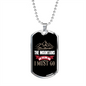 Camper Necklace The Mountains Are Calling Go I Must Necklace Stainless Steel or 18k Gold Dog Tag 24" Chain-Express Your Love Gifts