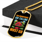 Camper Necklace The Mountains Are Calling Red Tent Necklace Stainless Steel or 18k Gold Dog Tag 24" Chain-Express Your Love Gifts