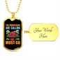 Camper Necklace The Mountains Are Calling Red Tent Necklace Stainless Steel or 18k Gold Dog Tag 24" Chain-Express Your Love Gifts