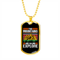 Camper Necklace The Mountains Are Calling Yellow Mountain Necklace Stainless Steel or 18k Gold Dog Tag 24" Chain-Express Your Love Gifts