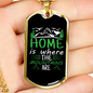 Camper Necklace The Mountains Are Necklace Stainless Steel or 18k Gold Dog Tag 24" Chain-Express Your Love Gifts