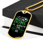 Camper Necklace The Mountains Are Necklace Stainless Steel or 18k Gold Dog Tag 24" Chain-Express Your Love Gifts