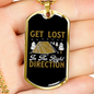 Camper Necklace The Right Direction Necklace Stainless Steel or 18k Gold Dog Tag 24" Chain-Express Your Love Gifts