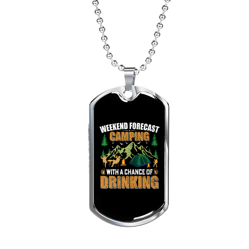 Camper Necklace This Girl Loves Camping Necklace Stainless Steel or 18k Gold Dog Tag 24" Chain-Express Your Love Gifts