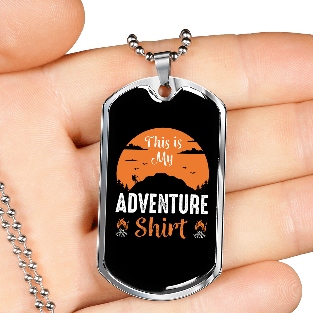 Camper Necklace This Is My Adventure Necklace Stainless Steel or 18k Gold Dog Tag 24" Chain-Express Your Love Gifts