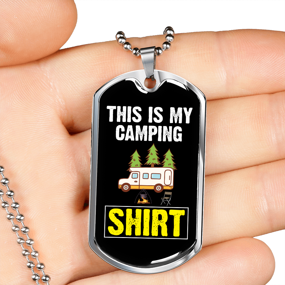 Camper Necklace This Is My Camping Necklace Stainless Steel or 18k Gold Dog Tag 24" Chain-Express Your Love Gifts