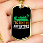 Camper Necklace Time to Adventure Necklace Stainless Steel or 18k Gold Dog Tag 24" Chain-Express Your Love Gifts