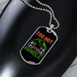 Camper Necklace Too Hot to Handle Green Mountain Necklace Stainless Steel or 18k Gold Dog Tag 24" Chain-Express Your Love Gifts