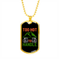 Camper Necklace Too Hot to Handle Green Mountain Necklace Stainless Steel or 18k Gold Dog Tag 24" Chain-Express Your Love Gifts