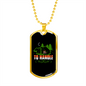 Camper Necklace Too Hot to Handle Orange Green Necklace Stainless Steel or 18k Gold Dog Tag 24" Chain-Express Your Love Gifts