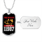 Camper Necklace True Wildlife Camping Est 11987 Necklace Stainless Steel or 18k Gold Dog Tag 24" Chain-Express Your Love Gifts