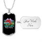 Camper Necklace Van Life Happy Camping Necklace Stainless Steel or 18k Gold Dog Tag 24" Chain-Express Your Love Gifts