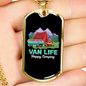Camper Necklace Van Life Happy Camping Necklace Stainless Steel or 18k Gold Dog Tag 24" Chain-Express Your Love Gifts