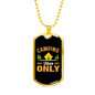 Camper Necklace Vibes Only Camping Necklace Stainless Steel or 18k Gold Dog Tag 24" Chain-Express Your Love Gifts