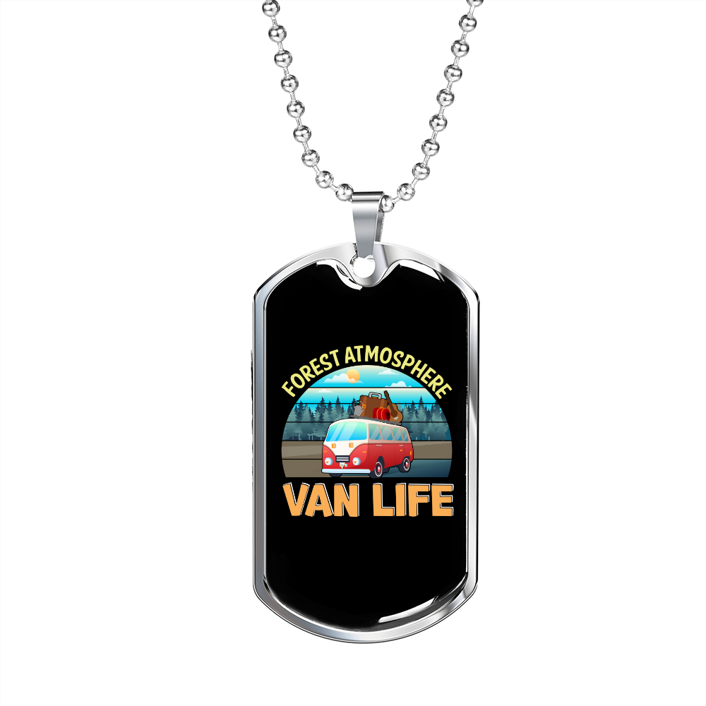 Camper Necklace Wan Life Orange Necklace Stainless Steel or 18k Gold Dog Tag 24" Chain-Express Your Love Gifts