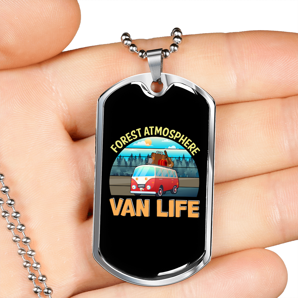 Camper Necklace Wan Life Orange Necklace Stainless Steel or 18k Gold Dog Tag 24" Chain-Express Your Love Gifts