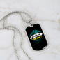 Camper Necklace Wander More Blue Mountain Necklace Stainless Steel or 18k Gold Dog Tag 24" Chain-Express Your Love Gifts