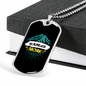 Camper Necklace Wander More Blue Mountain Necklace Stainless Steel or 18k Gold Dog Tag 24" Chain-Express Your Love Gifts