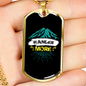 Camper Necklace Wander More Blue Mountain Necklace Stainless Steel or 18k Gold Dog Tag 24" Chain-Express Your Love Gifts