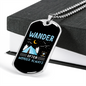Camper Necklace Wander Often Blue Necklace Stainless Steel or 18k Gold Dog Tag 24" Chain-Express Your Love Gifts