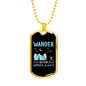 Camper Necklace Wander Often Blue Necklace Stainless Steel or 18k Gold Dog Tag 24" Chain-Express Your Love Gifts