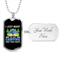 Camper Necklace Want Camping Blue Necklace Stainless Steel or 18k Gold Dog Tag 24" Chain-Express Your Love Gifts