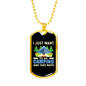 Camper Necklace Want Camping Blue Necklace Stainless Steel or 18k Gold Dog Tag 24" Chain-Express Your Love Gifts