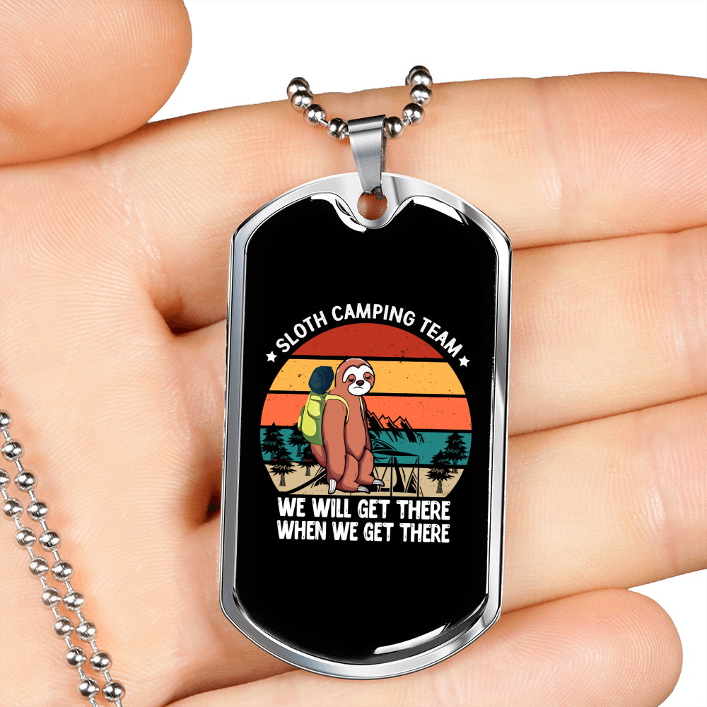 Camper Necklace We Get There Necklace Stainless Steel or 18k Gold Dog Tag 24" Chain-Express Your Love Gifts