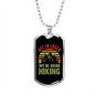Camper Necklace We're Going Hiking Necklace Stainless Steel or 18k Gold Dog Tag 24" Chain-Express Your Love Gifts