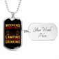 Camper Necklace Weekend Forecast Camping Necklace Stainless Steel or 18k Gold Dog Tag 24" Chain-Express Your Love Gifts