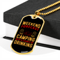 Camper Necklace Weekend Forecast Camping Necklace Stainless Steel or 18k Gold Dog Tag 24" Chain-Express Your Love Gifts