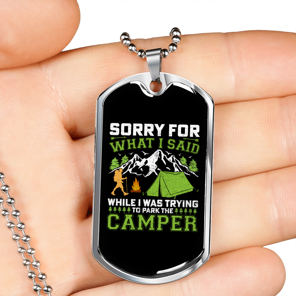 Camper Necklace What I Said Necklace Stainless Steel or 18k Gold Dog Tag 24" Chain-Express Your Love Gifts
