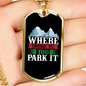 Camper Necklace Where Home is You Park Necklace Stainless Steel or 18k Gold Dog Tag 24" Chain-Express Your Love Gifts