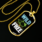 Camper Necklace Wild and Free Green Tent Necklace Stainless Steel or 18k Gold Dog Tag 24" Chain-Express Your Love Gifts