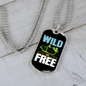 Camper Necklace Wild and Free Green Tent Necklace Stainless Steel or 18k Gold Dog Tag 24" Chain-Express Your Love Gifts