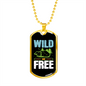 Camper Necklace Wild and Free Green Tent Necklace Stainless Steel or 18k Gold Dog Tag 24" Chain-Express Your Love Gifts